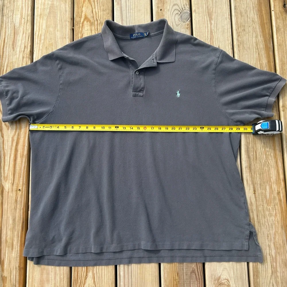 Polo Ralph Lauren Shirt Mens 4XB‎ Gray Polo Faded Wash Cotton Knit Short Sleeve